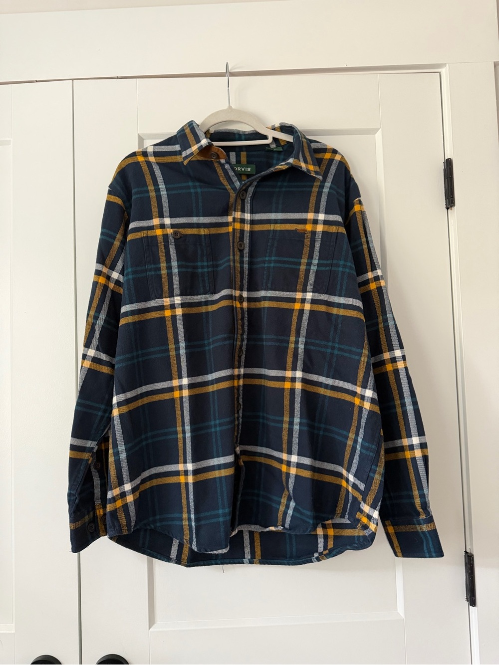 Orvis Navy, Mustard & Teal Plaid Shirt